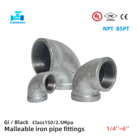 FM UL Meilleure vente Raccord de tuyauterie en fonte malléable galvanisé 3/4 pouce, Raccord hexagonal réducteur, Manchon, Coude, Croix, Bouchon pour eau et gaz