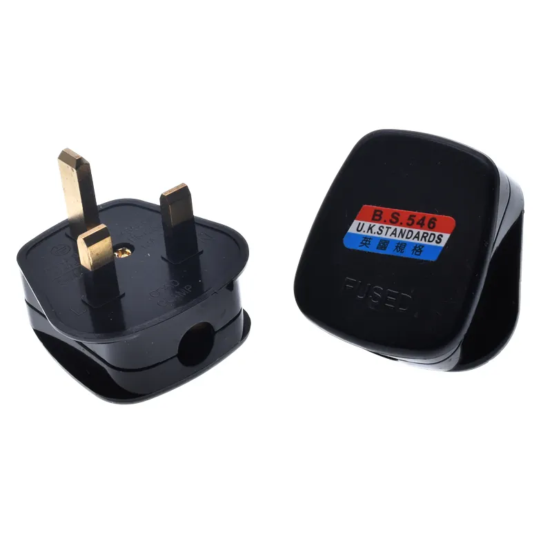 wholesale BS UK type G wiring electrical plug 3 pins with 13A fused black power industrial plug top