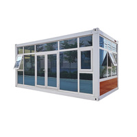 Casa Contenedor Prefabricada con Pared de Cortina de Vidrio, Edificio de Oficinas Modular Empacado, Oficinas Portátiles Prefabricadas en Contenedores