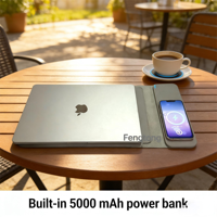Organisateur Tech 2026 – Housse pour Ordinateur Portable avec Charge Rapide Sans Fil 15W, Pochette en Cuir et Batterie Externe Discrète pour Voyageurs Internationaux – Brevet Exclusif