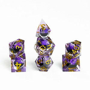 Jeu de dés Dragon Eye RPG Sharp Edge Liquid Core Resin Handmade Cat Eye DND Dice Set with Gift Box 7 PCS for Role Playing - Product Image 3