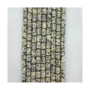 Bán buôn đá quý hạt bán quý đá xi lanh ống hạt Dalmatian Jasper Bead DIY Vòng cổ mặt dây chuyền dài chuỗi - Product Image 1