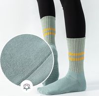 Calcetines de Yoga de Algodón Transpirable, Largos, que Absorben la Humedad y Mantienen los Pies Secos, con Logotipo Personalizado, MOQ Bajo, Calcetines Largos para Ejercicio