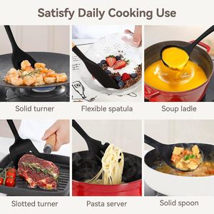 Silicone Kitchen <b>Utensils</b> Nonstick Cookware Flipping Frying Turning Draining Heatproof <b>Cooking</b> <b>Utensils</b> <b>Set</b> - Product Image 6