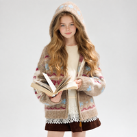 Pull à capuche assorti pour frères et sœurs, motif flocon de neige Fair Isle, tricot jacquard, cardigan zippé, tenue pour frère et sœur