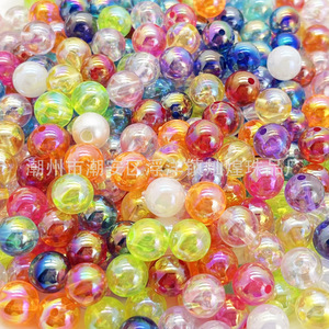 Chaozhou Acrylic Round <b>Beads</b> Mixed Color Ab Iridescent Straight Hole For Bracelet Making 8mm - Product Image 3