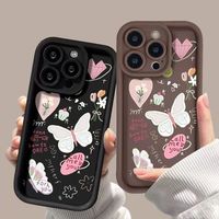 Coques de téléphone antichoc de luxe avec papillons pour iPhone 17 Air 16 15 Plus Pro Max 14 13 12 11 X – Housse de protection personnalisable avec logo