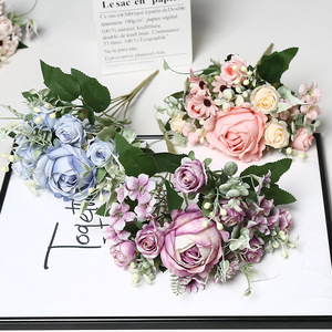 Fiori di seta artificiale nuovo stile rose fatto a mano di alta qualità per soggiorno di san valentino decorazione Bouquet di nozze fotografia - Product Image 4