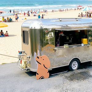 Chariot de restauration mobile compact en acier inoxydable avec fenêtre de service latérale pour la vente de snacks et de boissons aux marchés nocturnes - Product Image 3