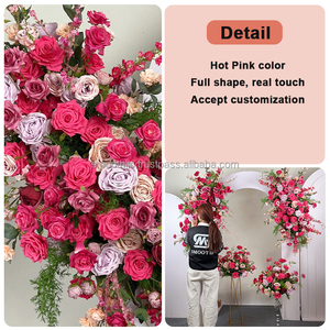 Arco de Flores para Boda en Rosa Intenso y Verde, Decoración para Recepción de Boda, Fiesta de Chicas Dulces, Flores Artificiales - Product Image 5