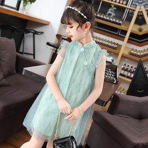 Belle robe en mousseline de soie respirante sans manches à volants floraux d'été pour filles pour enfants - Product Image 5