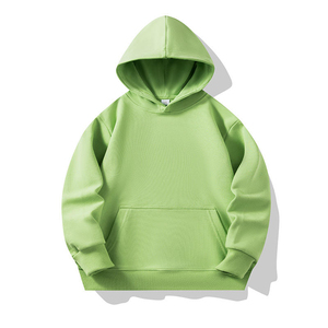 Sudadera con capucha clásica de algodón puro de color liso al por mayor con cremallera completa y forro polar al por mayor - Product Image 1