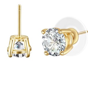 Moissanite <b>Stud</b> <b>Earrings</b> 4mm 5mm 6mm 7mm 8mm Claw Setting White Gold Gold Everyday Wear Korean Style Fashion Jewelry - Product Image 1