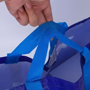 Bolsa de polipropileno Frakta de gran capacidad, bolsa plegable de doble mano con patrón personalizado, color azul, envío, alta calidad