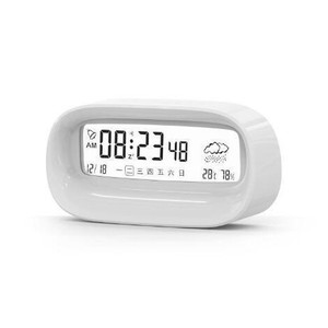 Electronic Alarm <b>Clock</b> Oval Shape <b>Digital</b> Display Temperature Humidity Tabletop Desktop Use - Product Image 3