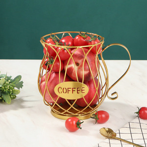 Iron Wire Fruit Basket Round 1-3L Durable Standing Type Food Container Metal Baskets - Product Image 2