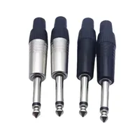 Jack Mono TS 6.35mm Paduan Seng Stereo 1/4 Inch Male Plug Konektor Solder Berlapis Nikel Logam untuk Gitar Mikrofon Plug Mix