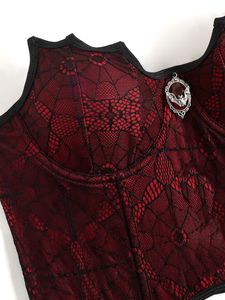 Canotta Sexy da <span class=keywords><strong>Donna</strong></span> con Motivo a Ragnatela, Stile Gotico Retrò, Design Scheletro Senza Schienale, Elasticità Media, Vestibilità Slim, Senza Maniche, Traspirante in Pizzo - Product Image 3