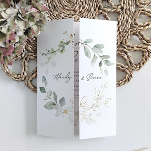 Invitaciones de Boda Personalizadas de Tres Pliegues |   Diseño Gratuito y Arte Personalizado |   Tarjetas de menú e itinerario para fiestas/cumpleaños/aniversarios - Product Image 1