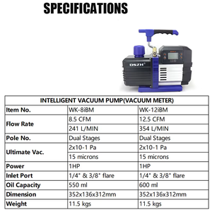 Bomba de Vacío Inteligente de Doble Etapa WK-12iBM, 12.5 CFM 354 <span class=keywords><strong>L</strong></span>/MIN, con Vacuómetro - Product Image 4