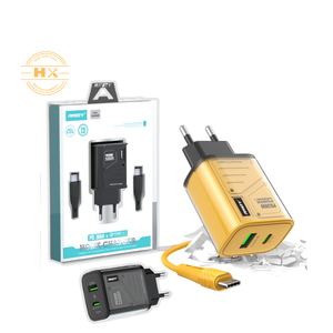 Adaptateurs de voyage à charge rapide double port Ansty Q-034 38W avec câble C-C noir - Product Image 3