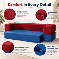 Canapé modulable bloc-couleur, housses amovibles à zip, assise en mousse compressible, canapé de sol pour salon et lounge