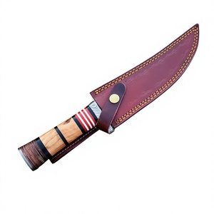 Cuchillo Bowie de Acero de Damasco Hecho a Mano con Funda de Cuero Artesanal – Herramienta de Colección para Actividades al Aire Libre - Product Image 6