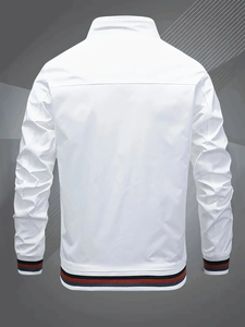Dropshipping Chaqueta clásica de cuello de béisbol para hombre-Bomber Windbreaker para primavera otoño - Product Image 3