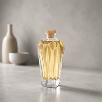 Bouteille de Luxe en Verre Taillé Géométriquement de 250 ml, Bouteille Vide Transparente pour Whisky et Brandy, Commande en Gros avec Échantillon Disponible