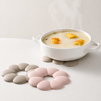 Sous-plat rond en silicone de 16 cm, motif floral, résistant à la chaleur, antidérapant, flexible, pour table de cuisine, 2 couleurs, vente en gros
