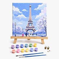 Kit de Peinture sur Toile pour Enfants, Peinture par Numéros DIY, Paysage Imprimé, Dessin Animé, 20x20cm, Coffret Cadeau Coloré