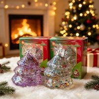 Jouet Squishy Arbre de Noël Transparent Pailleté Anti-Stress, Jouet Sensoriel à Presser pour Enfants et Cadeaux de Fête de Noël