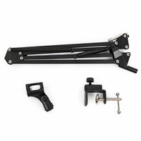 Bras de microphone pliable 35 cm à double ressort, support de micro réglable à pince de bureau pour podcast, jeux, enregistrement et diffusion en direct