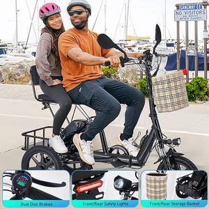 Batería ligera de litio 14 pulgadas 48v turismos eléctricos plegables triciclo certificado CEE carrocería abierta de tres ruedas - Product Image 6