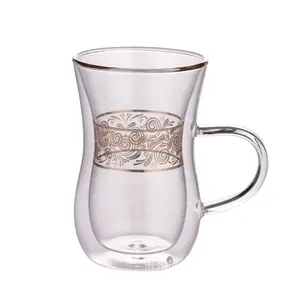 Hot sale turkish tea glass with handle , Customized Middle East tea glass cups