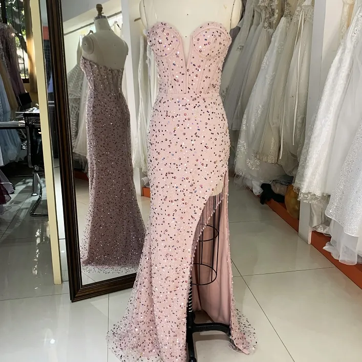 2023 mới người yêu beading tua sequined prom Dresses đêm dài thanh lịch