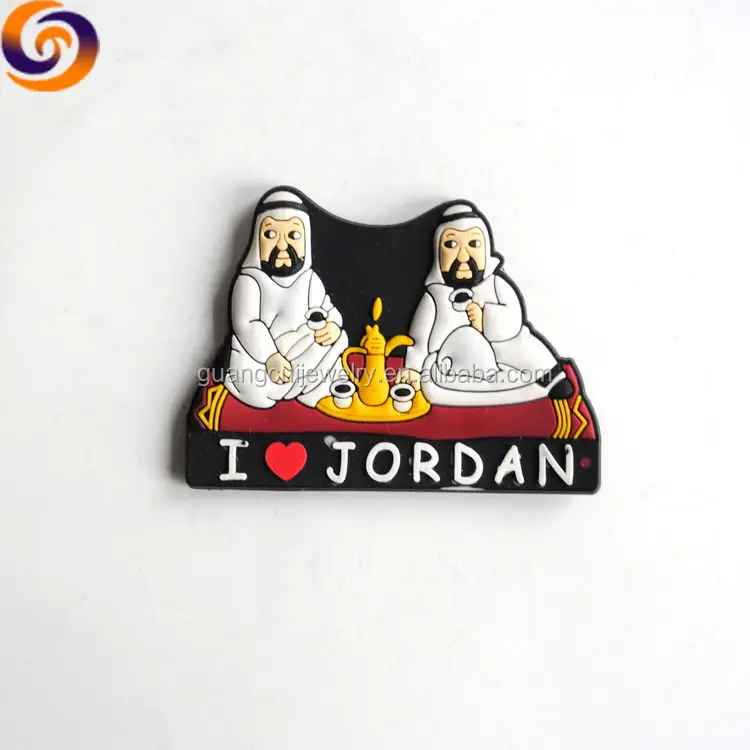 Gros logo personnalisé Jordanie Dubaï souvenir touristique pvc caoutchouc hijab chameau aimant de réfrigérateur