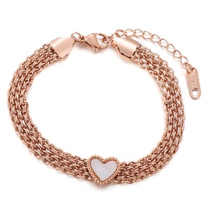 Unique Design Stainless Steel Mesh Chain Bangle Gold Plated <b>Shell</b> Heart <b>Bracelet</b> for Women - Product Image 1