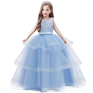 Vestido de princesa para niñas, vestido de fiesta de tul rosa, largo, sin mangas, con lazo y lentejuelas - Product Image 5