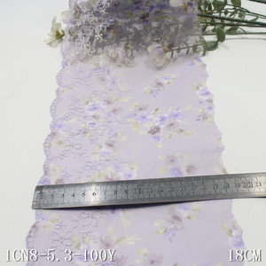 Elegante <span class=keywords><strong>Tulle</strong></span> Morbido <span class=keywords><strong>Colorato</strong></span> Stampato Larghezza 20CM con Ricamo Floreale Viola Chiaro, Bordatura in Pizzo Voile per Lingerie Femminile - Product Image 6