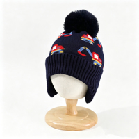 Bonnet tricoté pour enfants avec oreilles et pompon en fausse fourrure, bonnet d'hiver pour tout-petits garçons, fournisseur de chapeaux