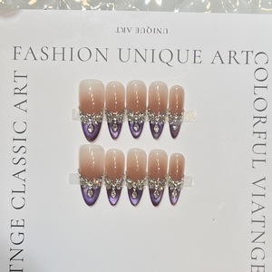 คลาวด์สีม่วง<span class=keywords><strong>หยก</strong></span>บลัชออนกดบนเล็บทำด้วยมือบริสุทธิ์หรูหราถอดออกได้เล็บ<span class=keywords><strong>ปลอม</strong></span>ที่มีเพชร - Product Image 3