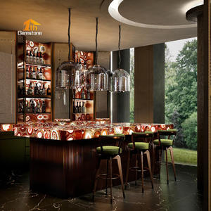 Natural retroiluminado rojo cristal ágata <span class=keywords><strong>Calcedonia</strong></span> translúcido piedra isla encimera losa y salpicaduras - Product Image 2