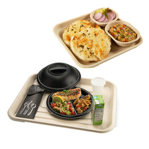 Tugas berat Mircowavable kertas Pulp 5 kompartemen Sugarcane Sealable sekolah Bagasse baki makanan piring dengan tutup - Product Image 2