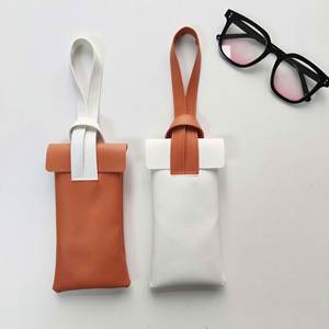Custom Colored Rope Buckle Eyeglass Bag Foldable Large Capacity Fashion PU <b>Case</b> for Sunglasses Storage - Product Image 2