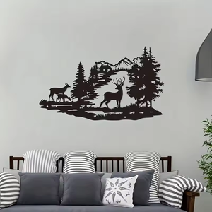 Exquisito Art <span class=keywords><strong>Deco</strong></span> Deer Metal decoración de pared corte láser bosque Animal Metal arte para decoración del hogar colgante Metal artesanía - Product Image 4