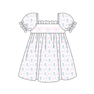 Preorder Coquette stampa di fiocchi vestito da bambina carino pagliaccetto per bambini all'ingrosso Boutique con abiti da bambina - Product Image 2