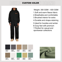 Ensemble de survêtement premium 100 % coton pour homme, coupe oversize, streetwear, molleton épais, personnalisable avec logo, décontracté, OEM
