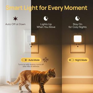Smart Home Plug-In 5-Color LED Modern <b>Night</b> <b>Lights</b> Mini ABS Motion <b>Sensor</b> Dimmable Living Room Stairway Step Staircase - Product Image 4