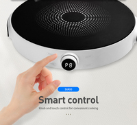Table de cuisson à induction simple intelligente blanche, mini table portable, cuisinière à induction électrique ronde